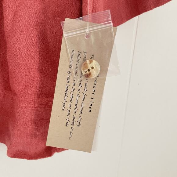 NWT Willow‎ 100% Linen Button Shirt Coral Red Boxy Fit Minimalist Top Size M - Picture 9 of 9